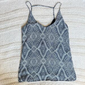 H&M Geometric Pattern Camisole Navy and White Women's Top Size 4